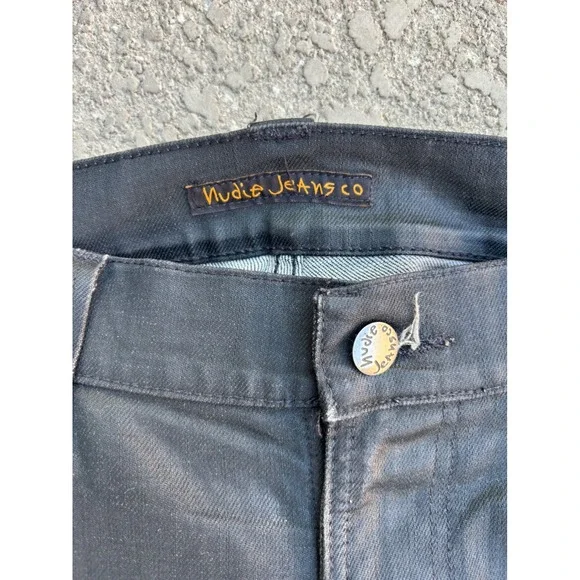 Nudie Jeans Black Dry Coated Jeans Men's W36 L34 Made in Italy